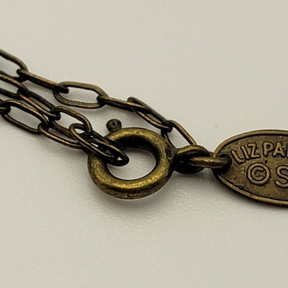 Liz Palacios S.F. Black Crystal Flower Charm Necklace 17 In Brass Spring Ring - Picture 7 of 9